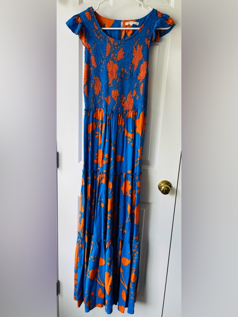 Blue & Orange Floral Maxi Dress - Women